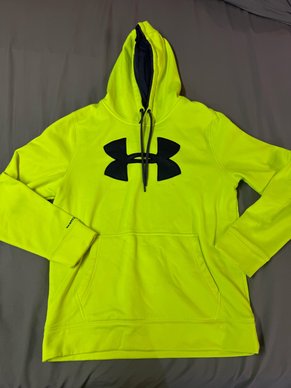 Medium Under Armour Neon Yellow Hoodie with Black Logo